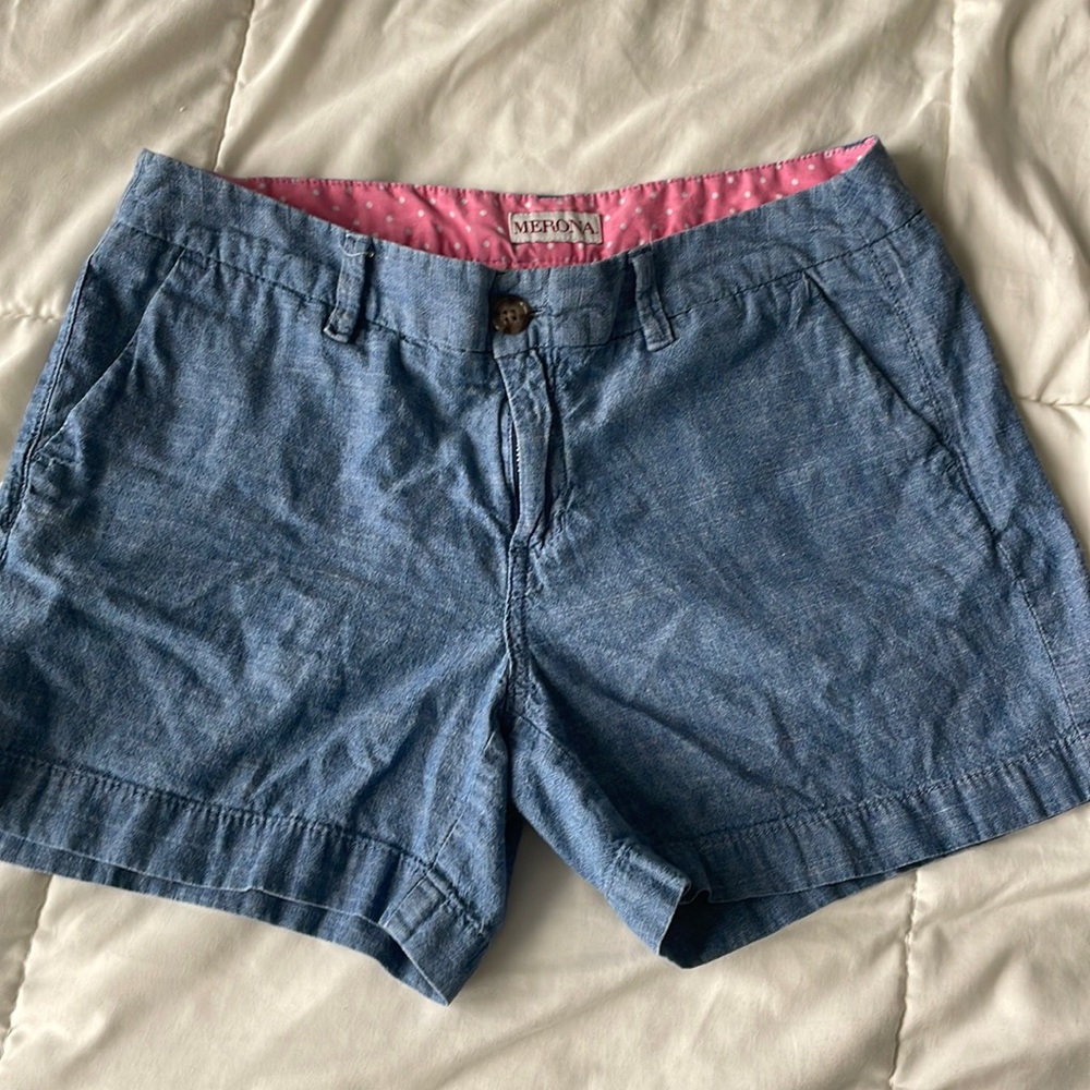 Blue Linen Shorts
